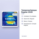 TAMPONES/TAMPAX REGULAR 22UD - características principales