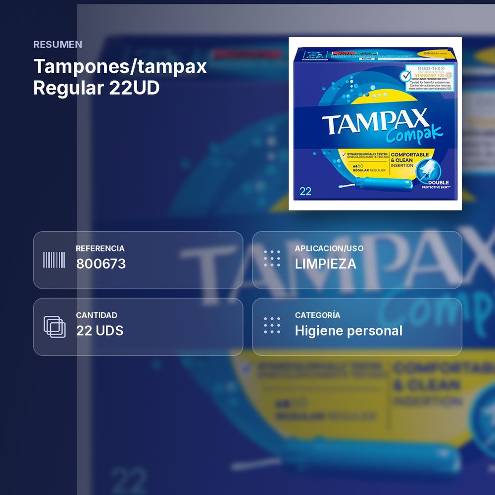 TAMPONES/TAMPAX REGULAR 22UD - resumen de atributos