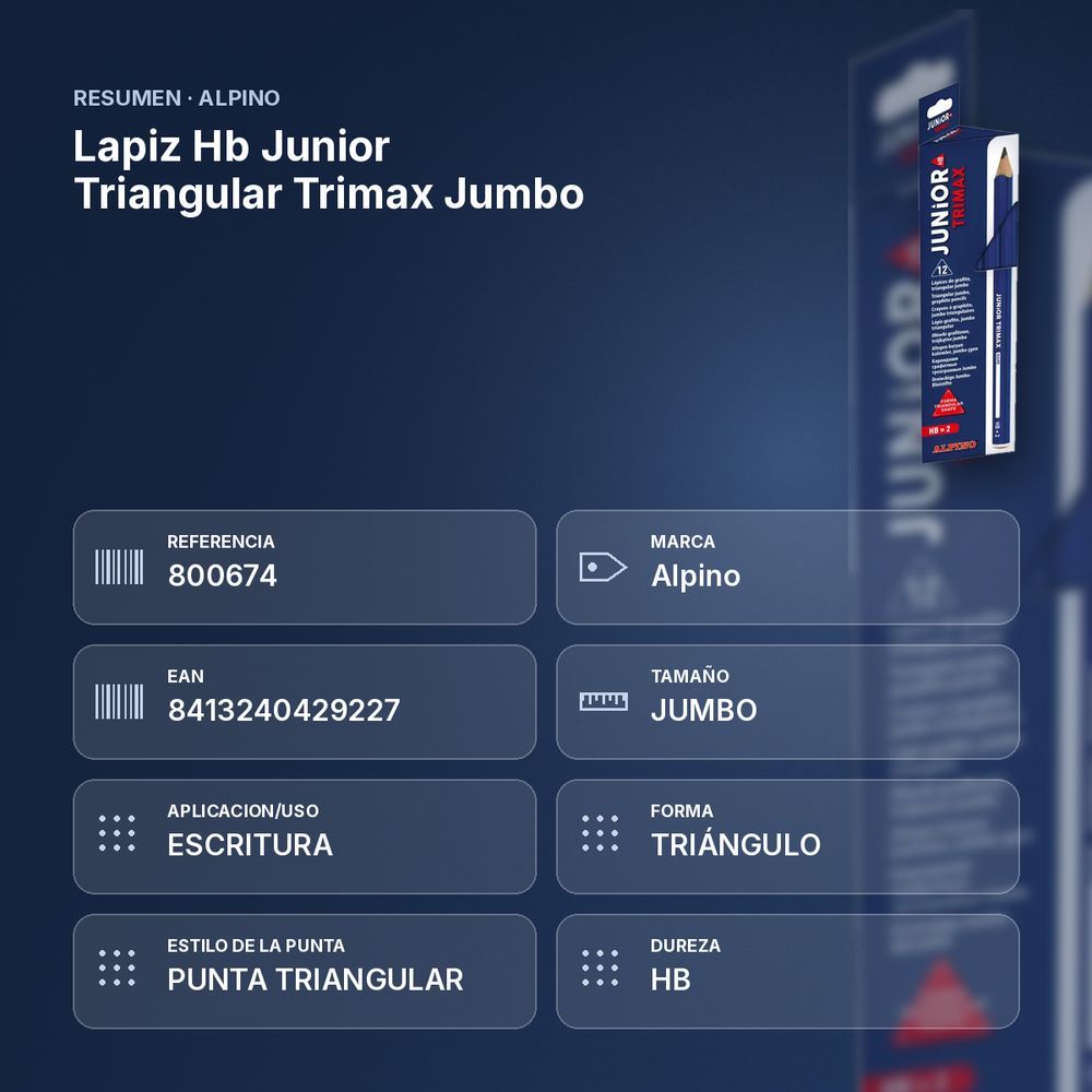 LAPIZ HB JUNIOR TRIANGULAR TRIMAX JUMBO - resumen de atributos