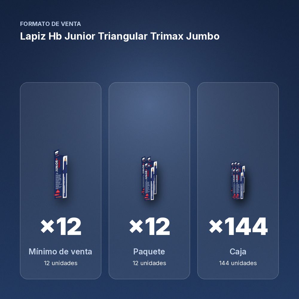 LAPIZ HB JUNIOR TRIANGULAR TRIMAX JUMBO - formato de venta: paquete de 12, caja de 144