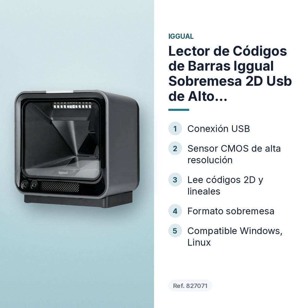 LECTOR DE CÓDIGOS DE BARRAS IGGUAL SOBREMESA 2D USB DE ALTO RENDIMIENTO - características principales