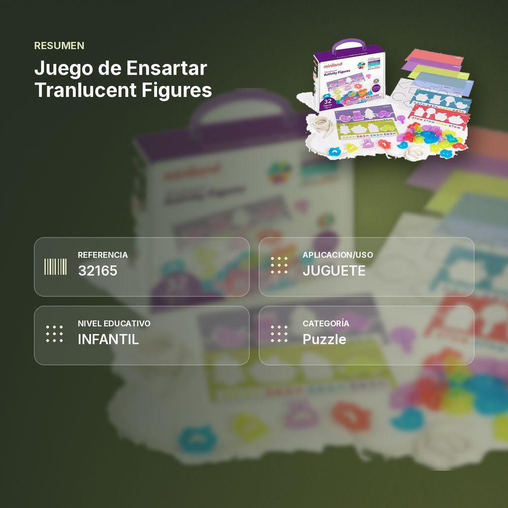 JUEGO DE ENSARTAR TRANLUCENT FIGURES - resumen de atributos