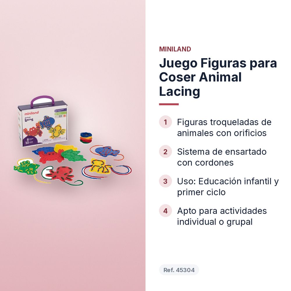 JUEGO FIGURAS PARA COSER ANIMAL LACING - características principales