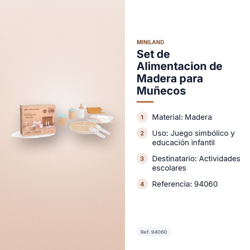 SET DE ALIMENTACION DE MADERA PARA MUÑECOS - características principales