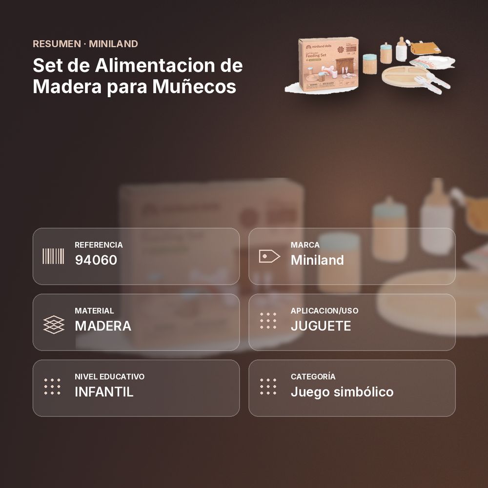 SET DE ALIMENTACION DE MADERA PARA MUÑECOS - resumen de atributos