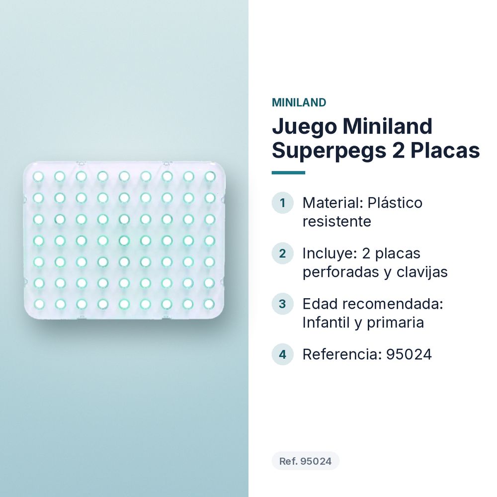 JUEGO MINILAND SUPERPEGS 2 PLACAS - características principales
