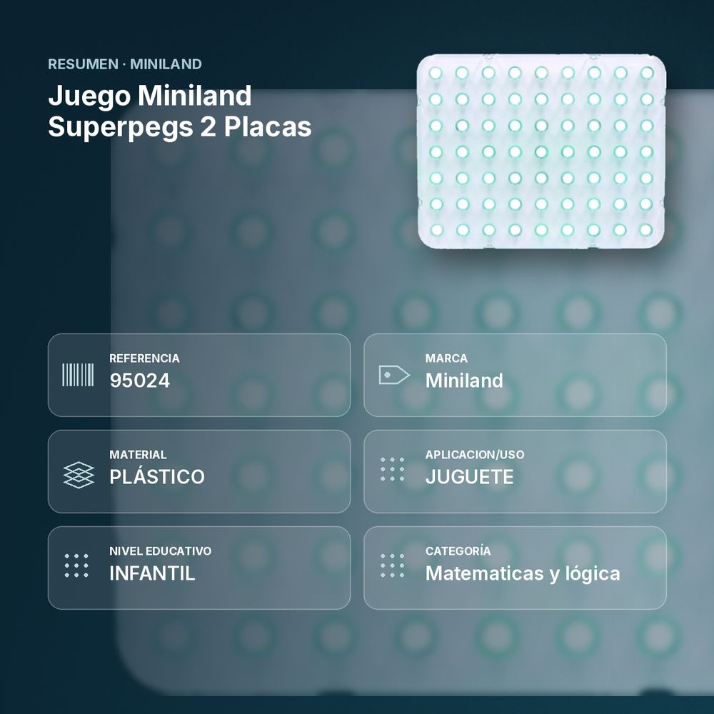 JUEGO MINILAND SUPERPEGS 2 PLACAS - resumen de atributos