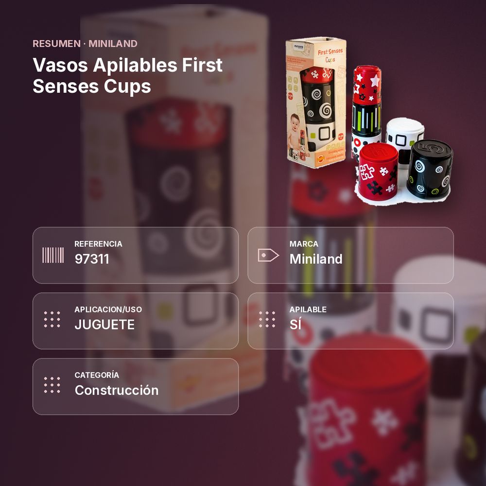 VASOS APILABLES FIRST SENSES CUPS - resumen de atributos