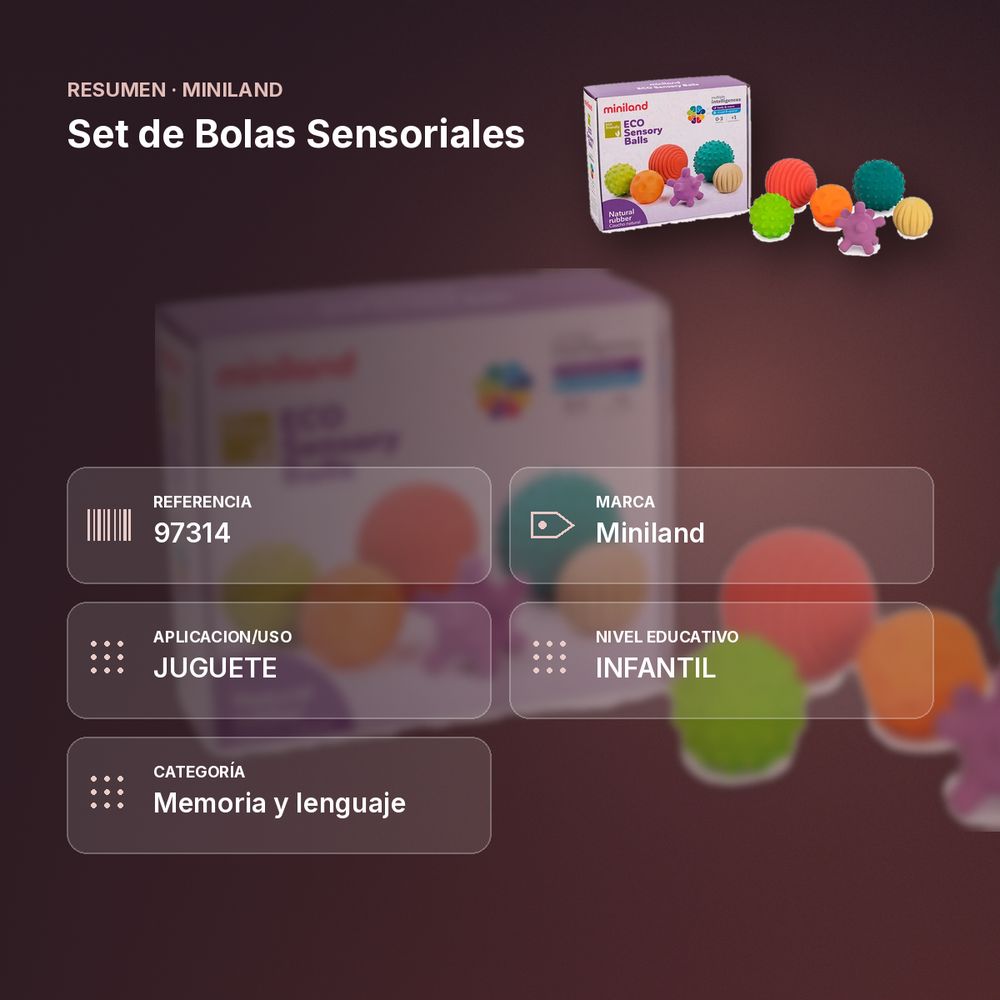 SET DE BOLAS SENSORIALES  - resumen de atributos