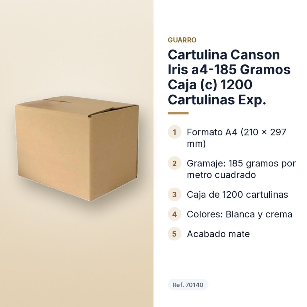 CARTULINA CANSON IRIS A4-185 GRAMOS CAJA (C) 1200 CARTULINAS EXP.     - características principales