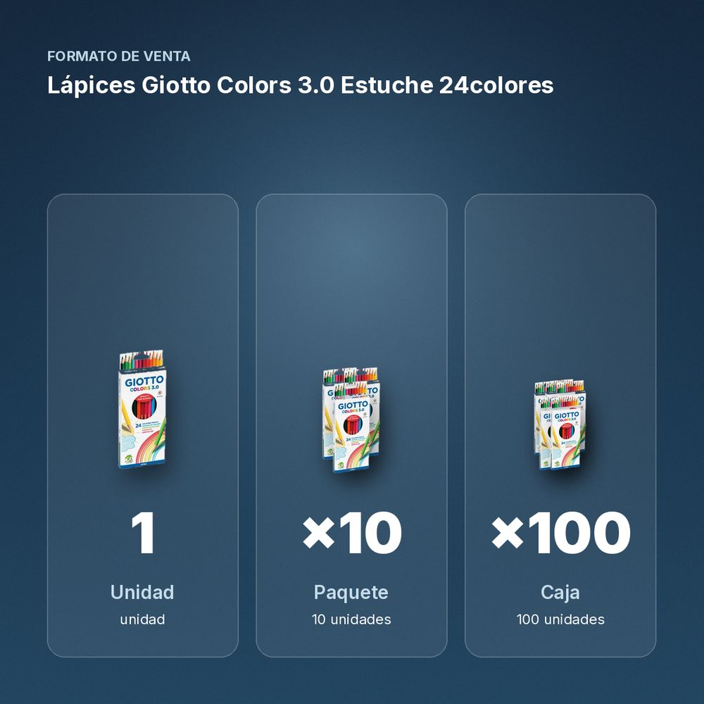 LÁPICES GIOTTO COLORS 3.0 ESTUCHE 24COLORES - formato de venta: paquete de 10, caja de 100