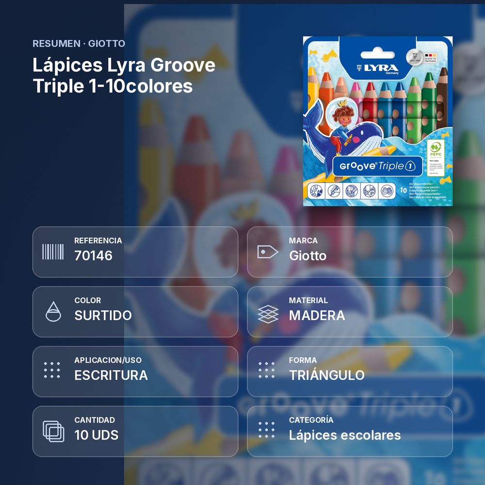 LÁPICES LYRA GROOVE TRIPLE 1-10COLORES  - resumen de atributos