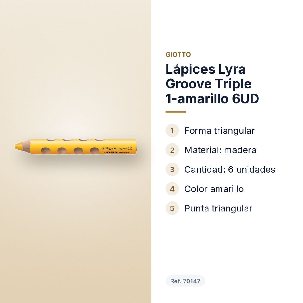 LÁPICES LYRA GROOVE TRIPLE 1-AMARILLO 6UD - características principales