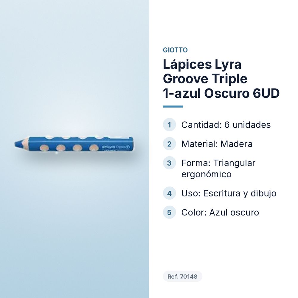 LÁPICES LYRA GROOVE TRIPLE 1-AZUL OSCURO 6UD  - características principales
