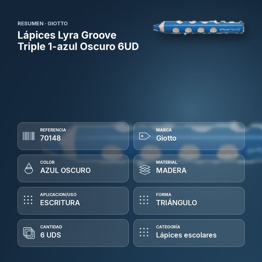 LÁPICES LYRA GROOVE TRIPLE 1-AZUL OSCURO 6UD  - resumen de atributos