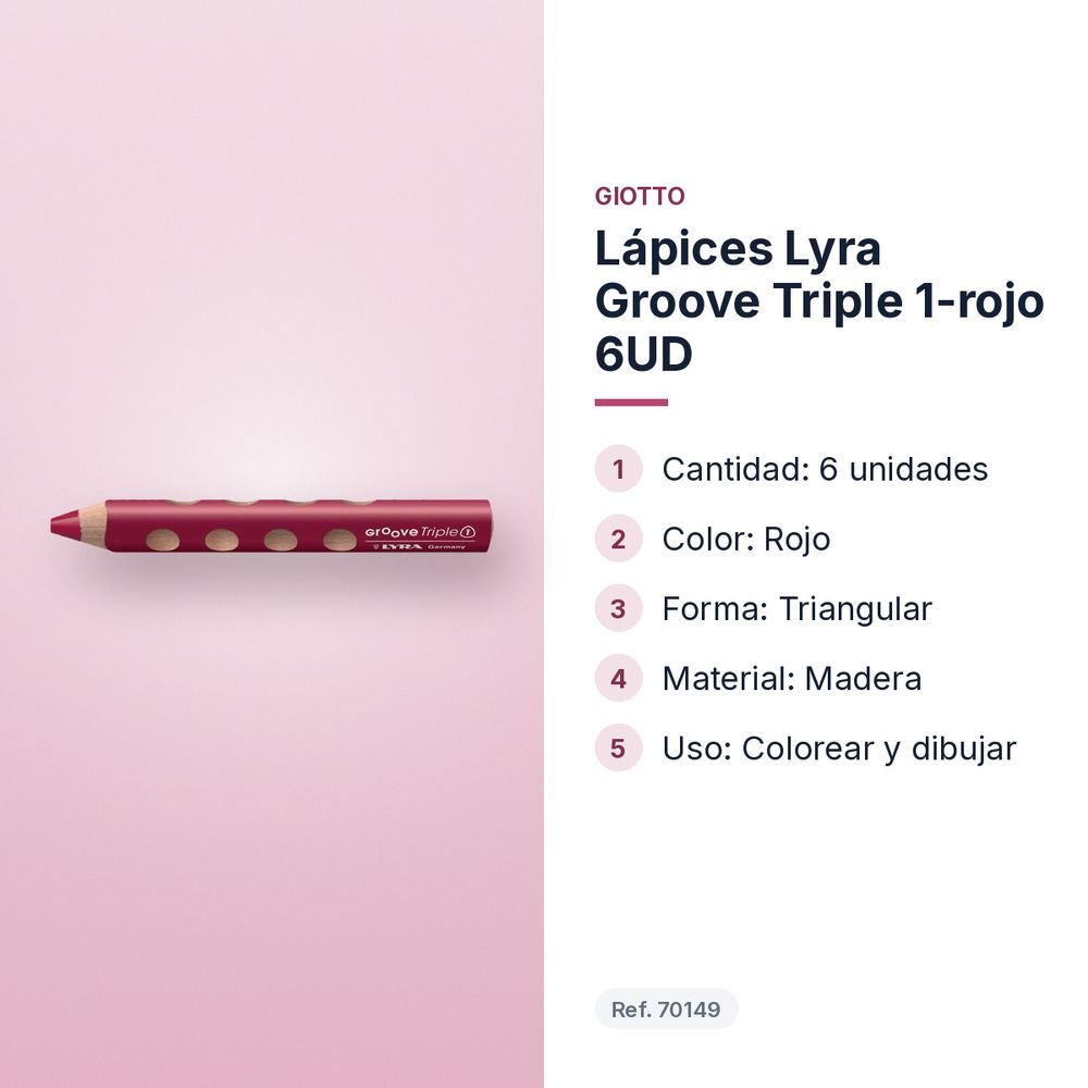 LÁPICES LYRA GROOVE TRIPLE 1-ROJO 6UD  - características principales
