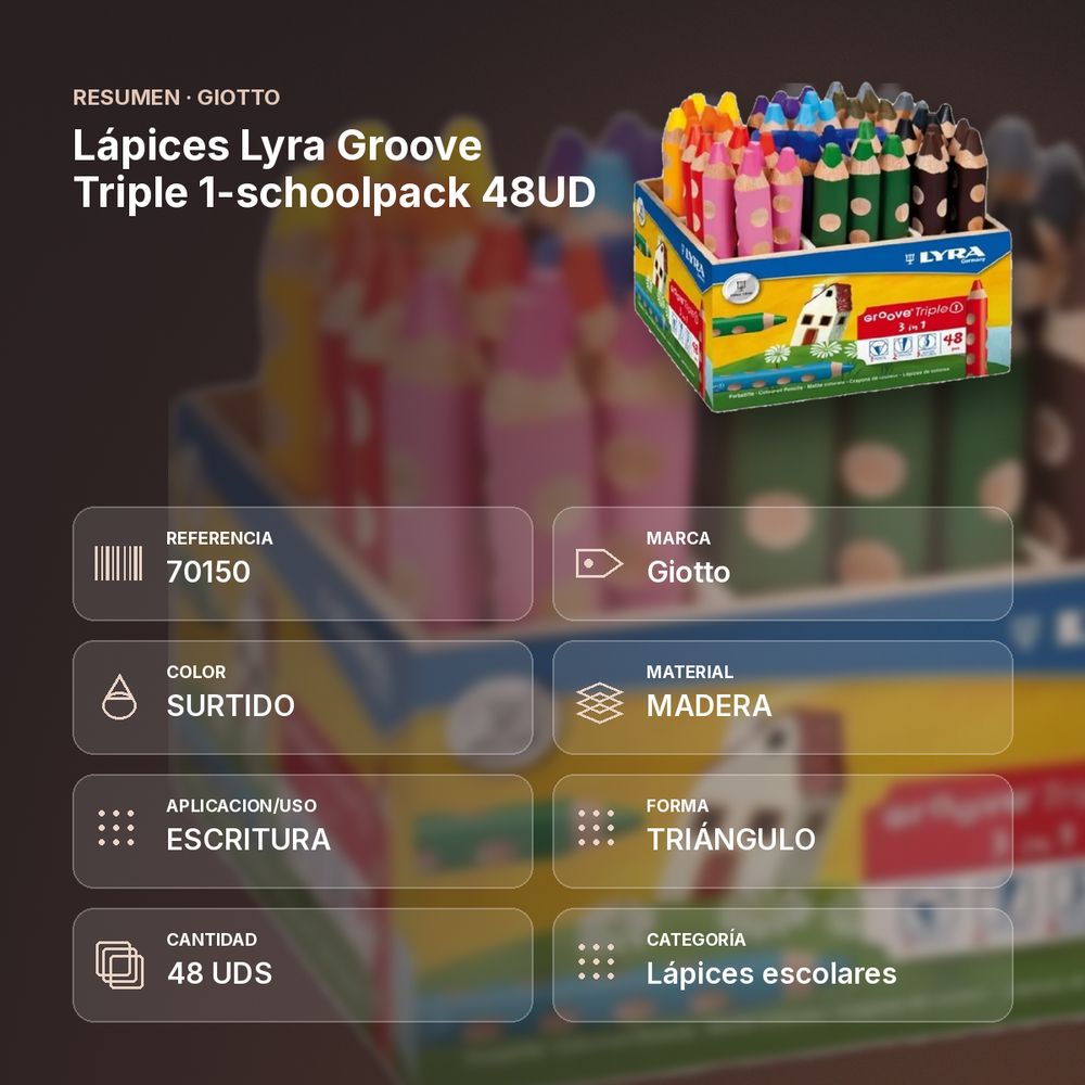 LÁPICES LYRA GROOVE TRIPLE 1-SCHOOLPACK 48UD - resumen de atributos
