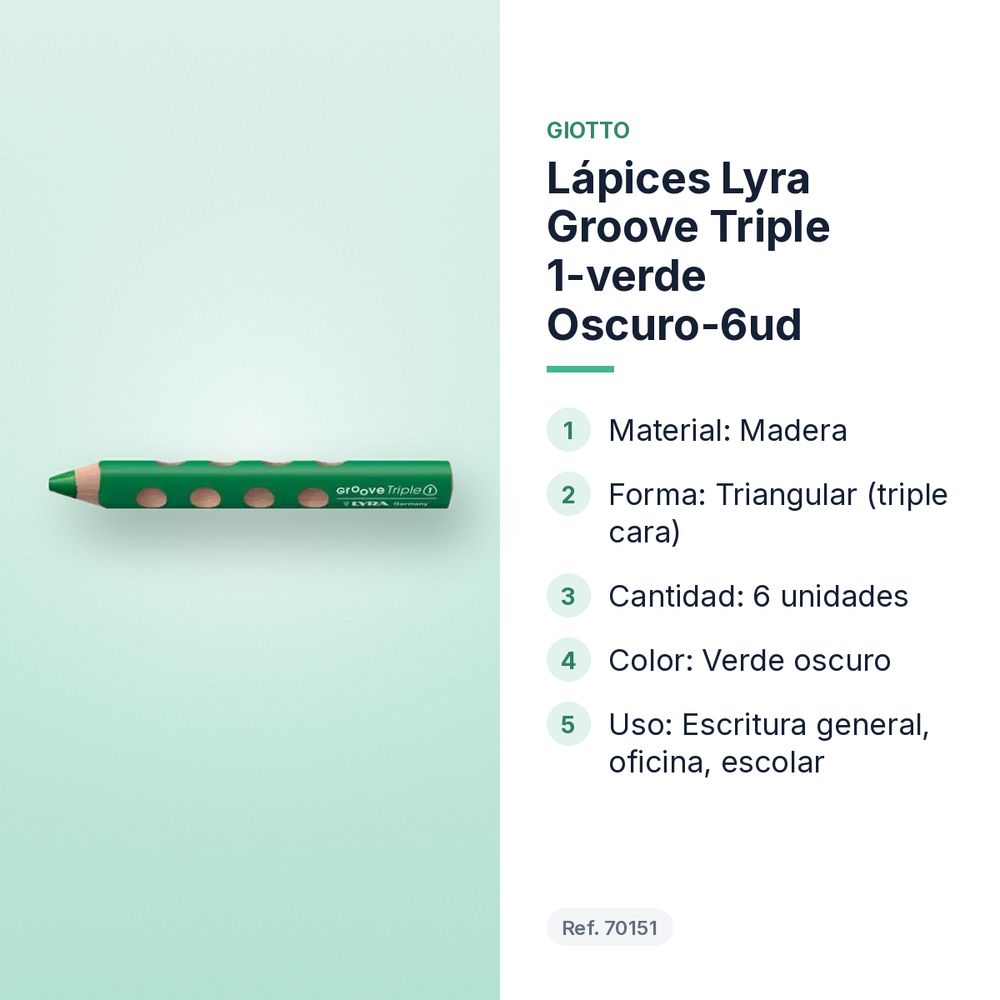 LÁPICES LYRA GROOVE TRIPLE 1-VERDE OSCURO-6UD - características principales