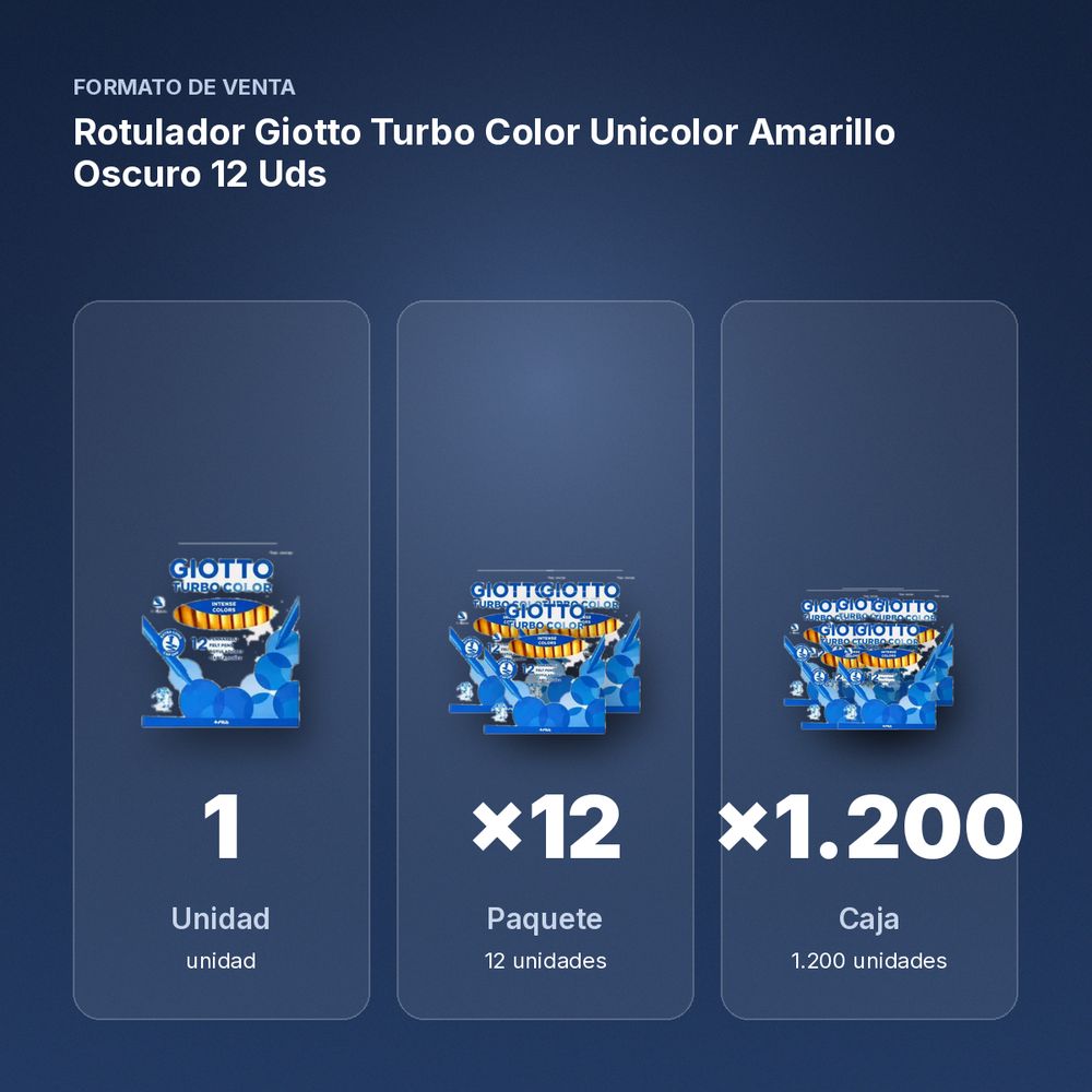 ROTULADOR GIOTTO TURBO COLOR UNICOLOR AMARILLO OSCURO 12 UDS  - formato de venta: paquete de 12, caja de 1200