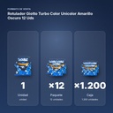 ROTULADOR GIOTTO TURBO COLOR UNICOLOR AMARILLO OSCURO 12 UDS  - formato de venta: paquete de 12, caja de 1200
