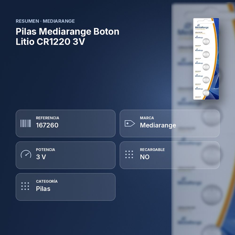 PILAS MEDIARANGE BOTON LITIO CR1220 3V - resumen de atributos