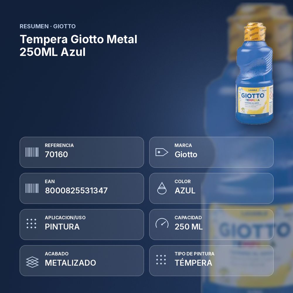 TEMPERA GIOTTO METAL 250ML AZUL - resumen de atributos