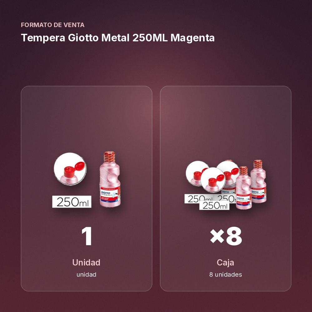 TEMPERA GIOTTO METAL 250ML MAGENTA - formato de venta: caja de 8