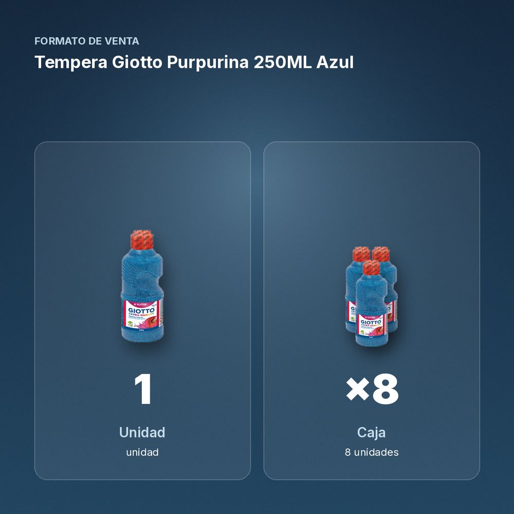 TEMPERA GIOTTO PURPURINA 250ML AZUL  - formato de venta: caja de 8