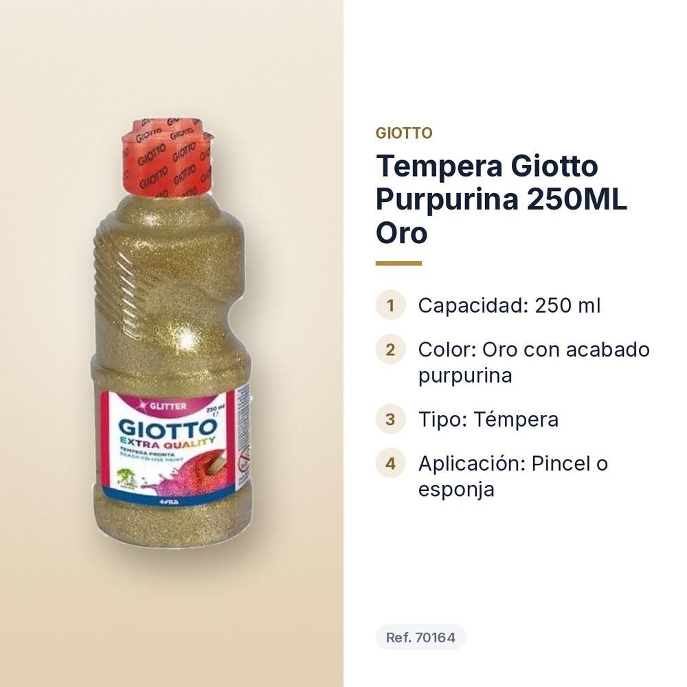 TEMPERA GIOTTO PURPURINA 250ML ORO - características principales