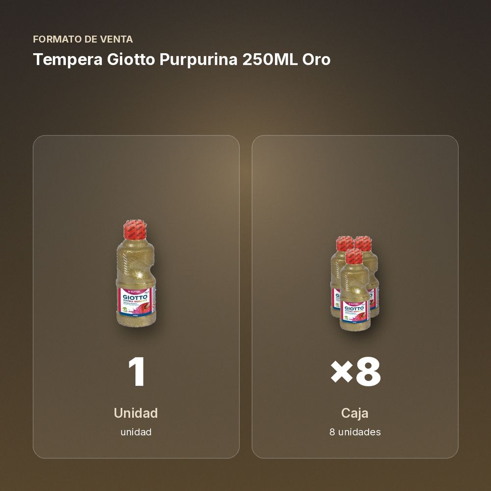 TEMPERA GIOTTO PURPURINA 250ML ORO - formato de venta: caja de 8