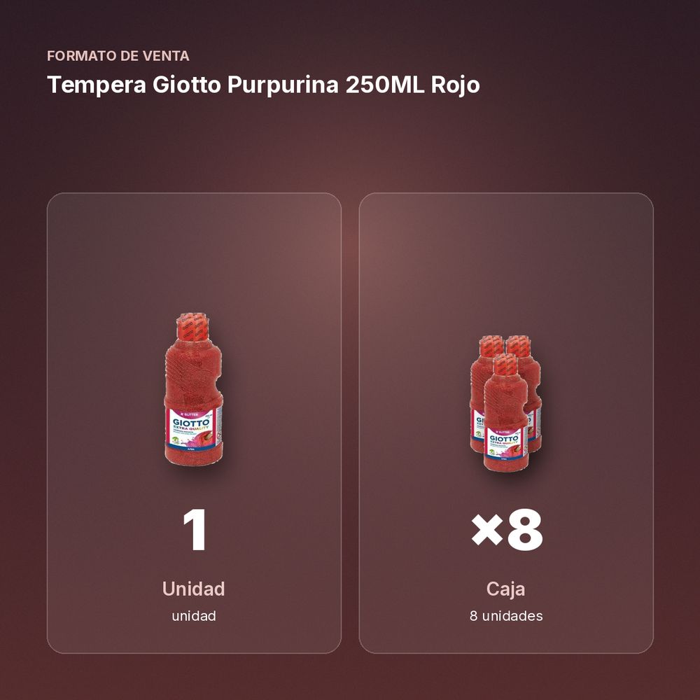 TEMPERA GIOTTO PURPURINA 250ML ROJO - formato de venta: caja de 8