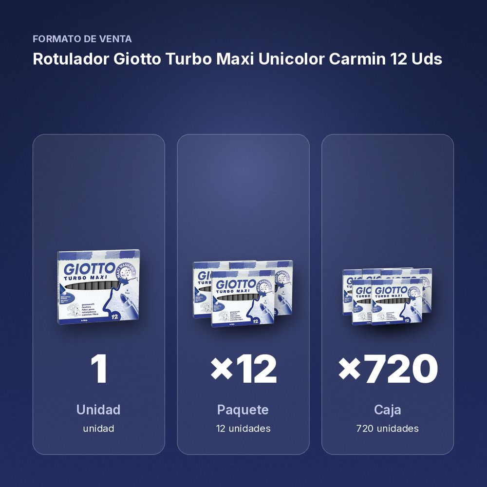 ROTULADOR GIOTTO TURBO MAXI UNICOLOR CARMIN 12 UDS  - formato de venta: paquete de 12, caja de 720