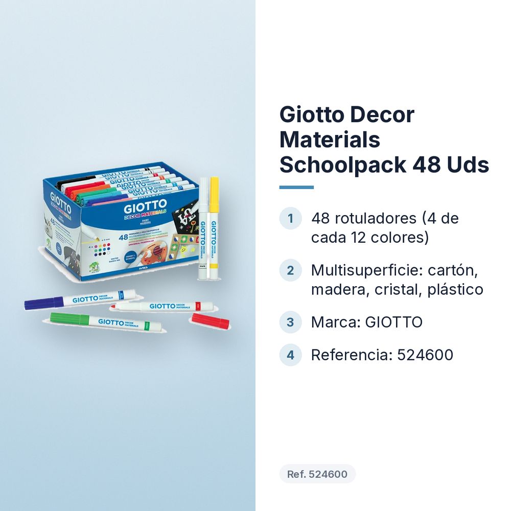 GIOTTO DECOR MATERIALS SCHOOLPACK 48 UDS - características principales