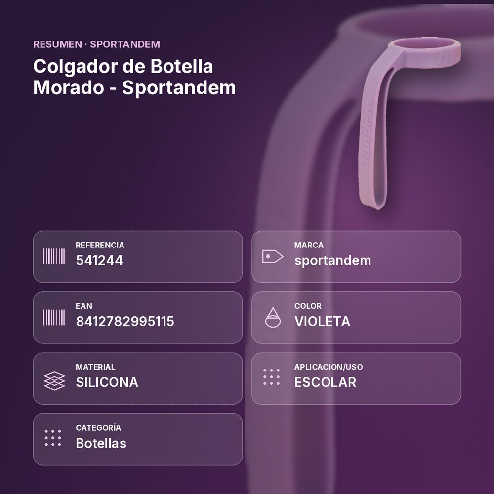 COLGADOR DE BOTELLA MORADO - SPORTANDEM - resumen de atributos