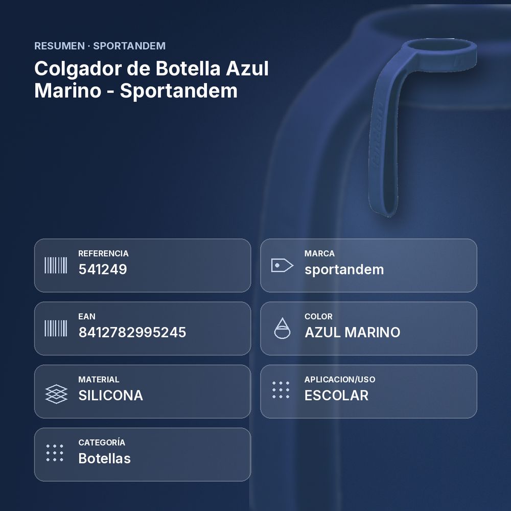 COLGADOR DE BOTELLA AZUL MARINO - SPORTANDEM - resumen de atributos