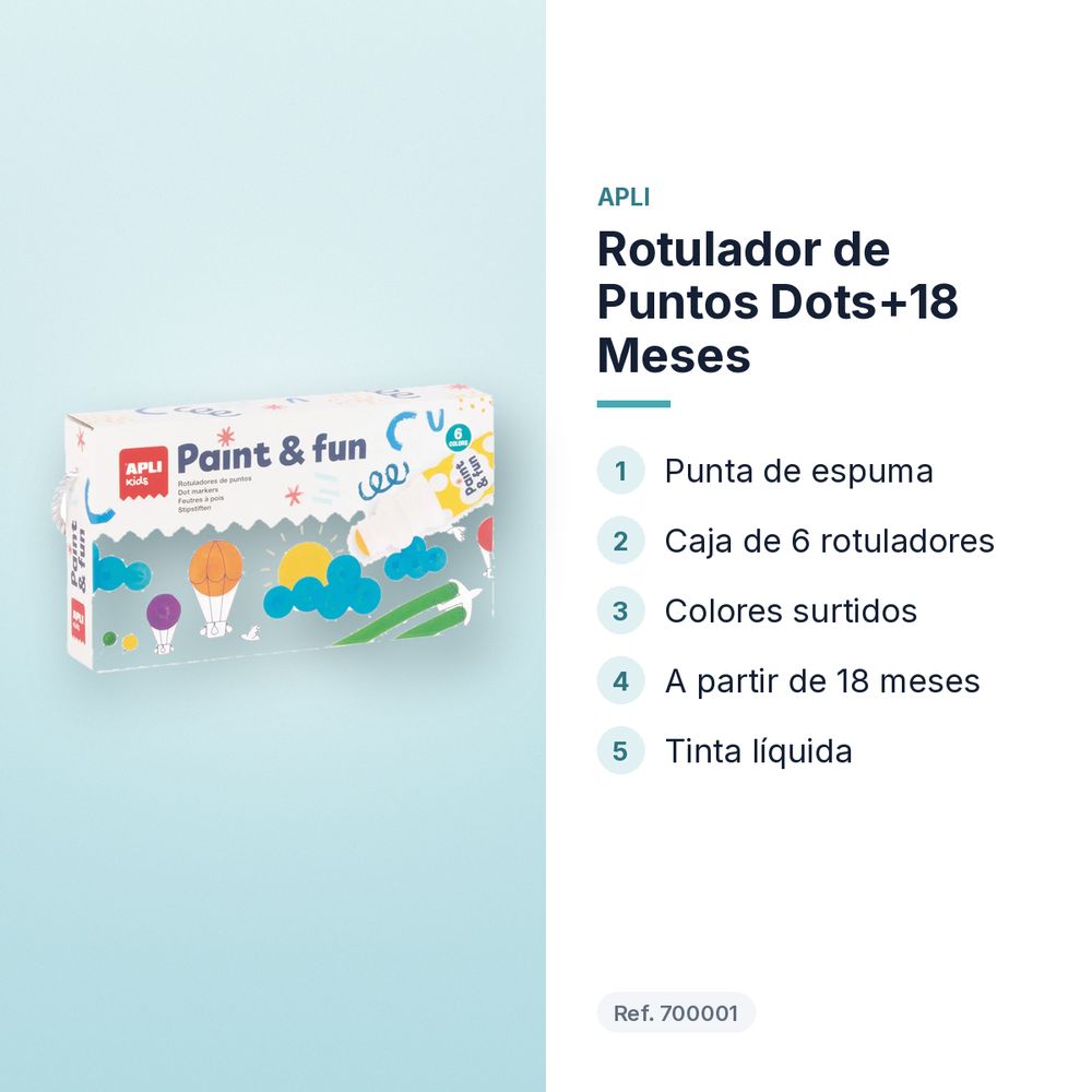 ROTULADOR  DE PUNTOS DOTS+18 MESES  - características principales