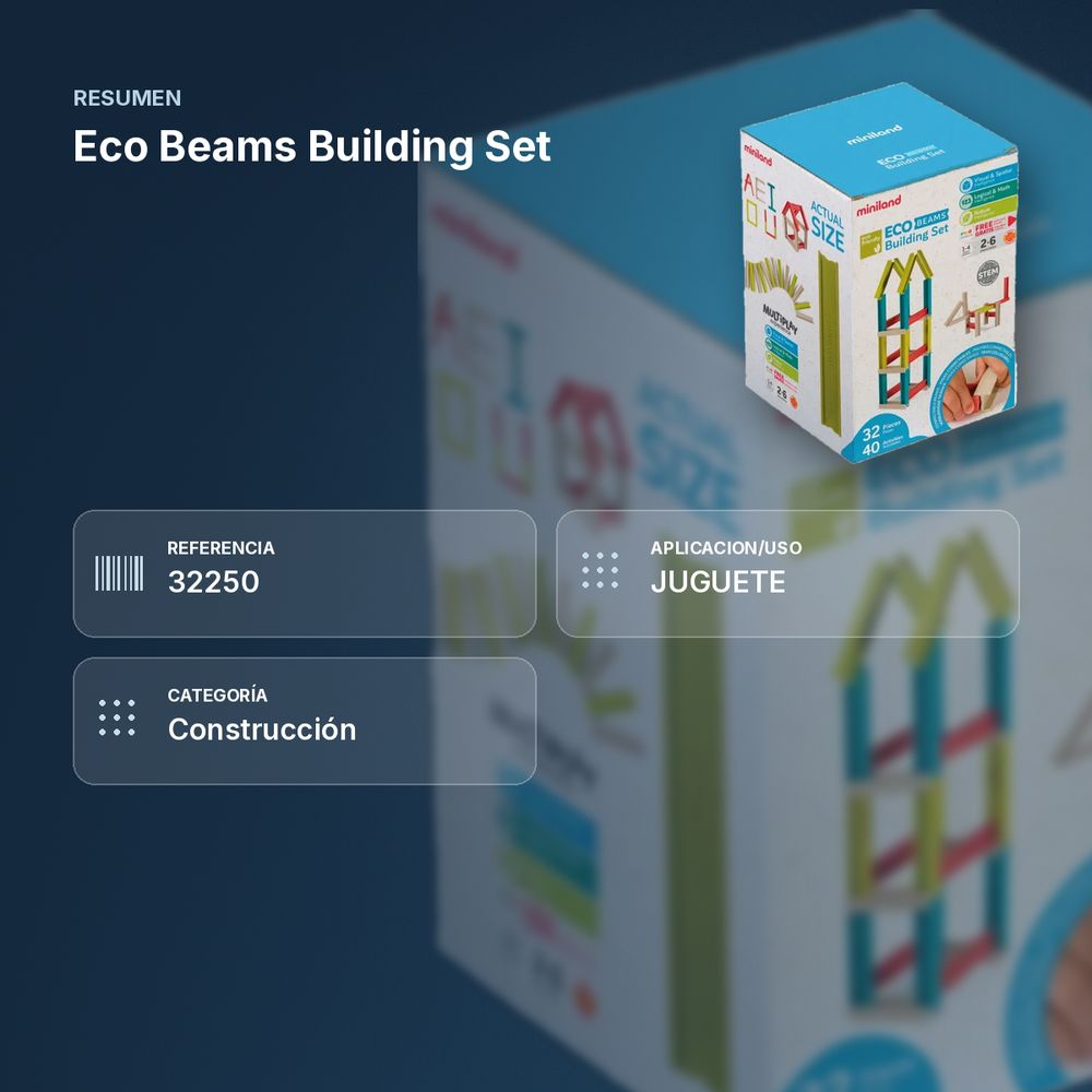 ECO BEAMS BUILDING SET - resumen de atributos