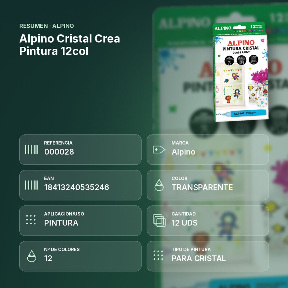 ALPINO CRISTAL CREA PINTURA 12COL - resumen de atributos