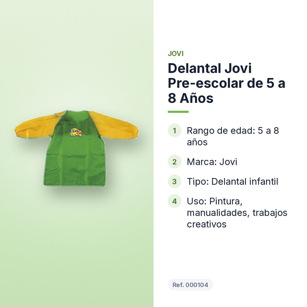 DELANTAL JOVI PRE-ESCOLAR DE 5 A 8 AÑOS - características principales