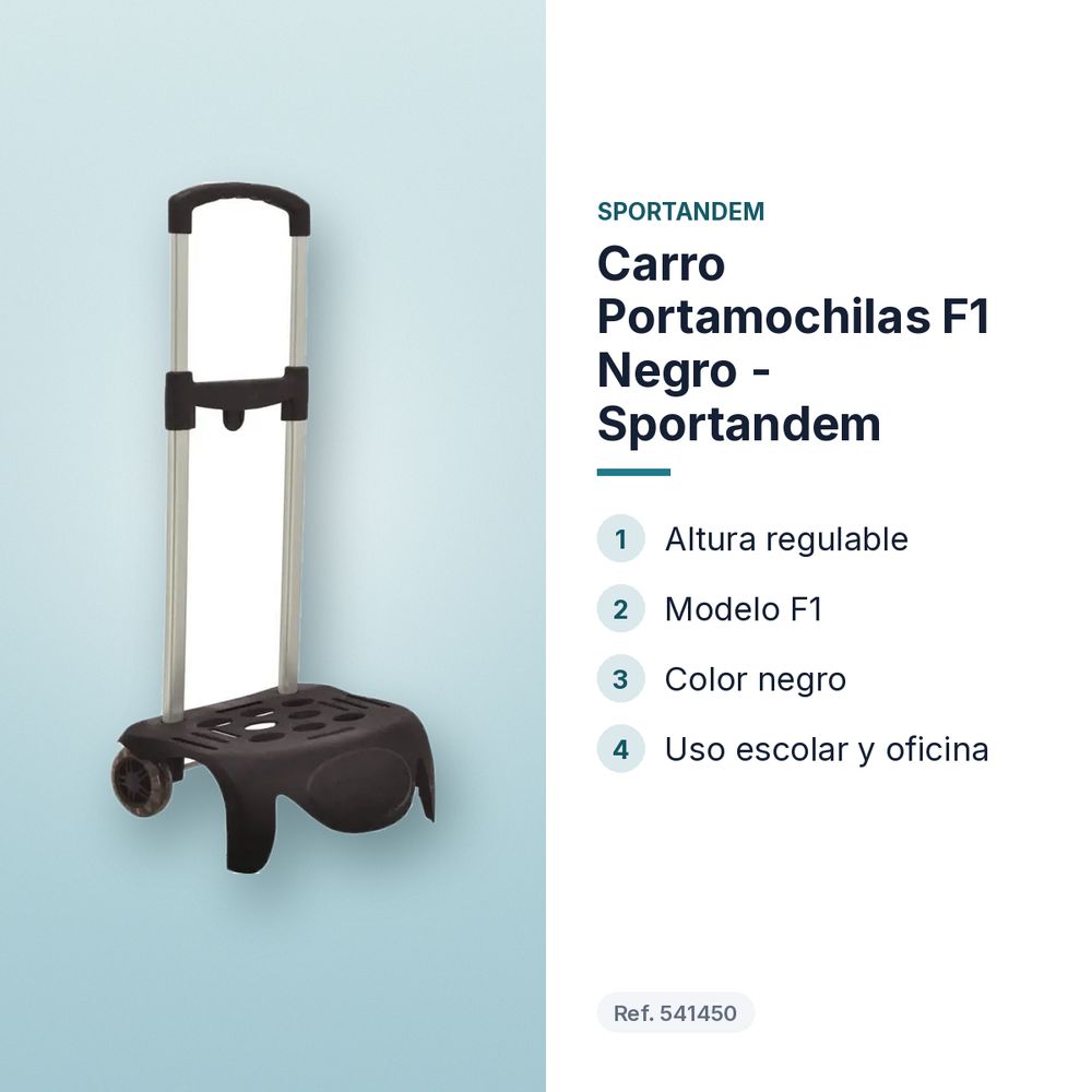 CARRO PORTAMOCHILAS F1 NEGRO - SPORTANDEM - características principales