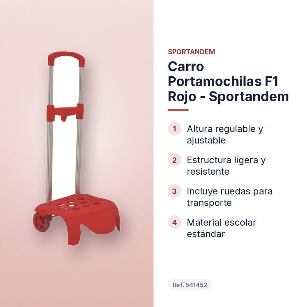 CARRO PORTAMOCHILAS F1 ROJO - SPORTANDEM - características principales