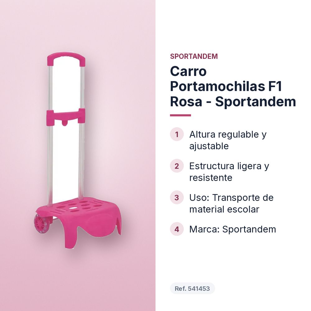 CARRO PORTAMOCHILAS F1 ROSA - SPORTANDEM - características principales
