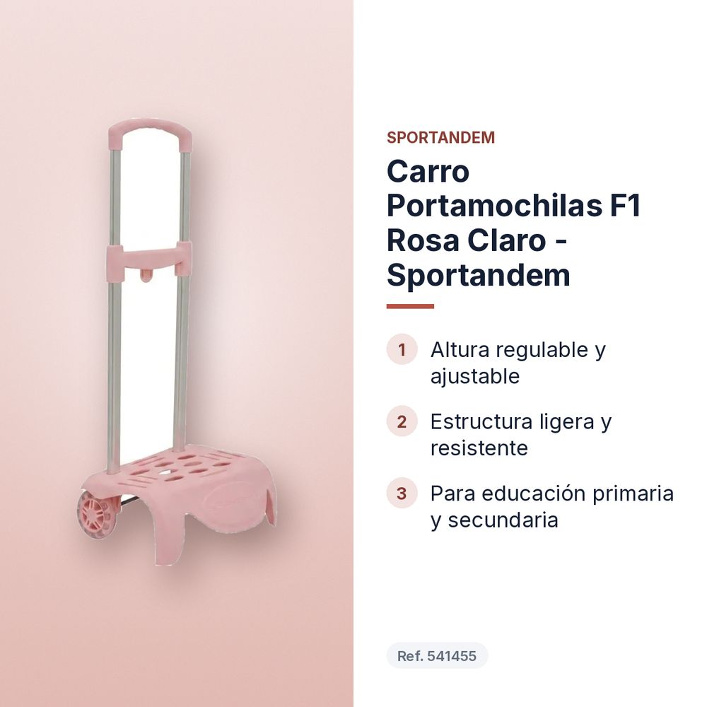 CARRO PORTAMOCHILAS F1 ROSA CLARO - SPORTANDEM - características principales