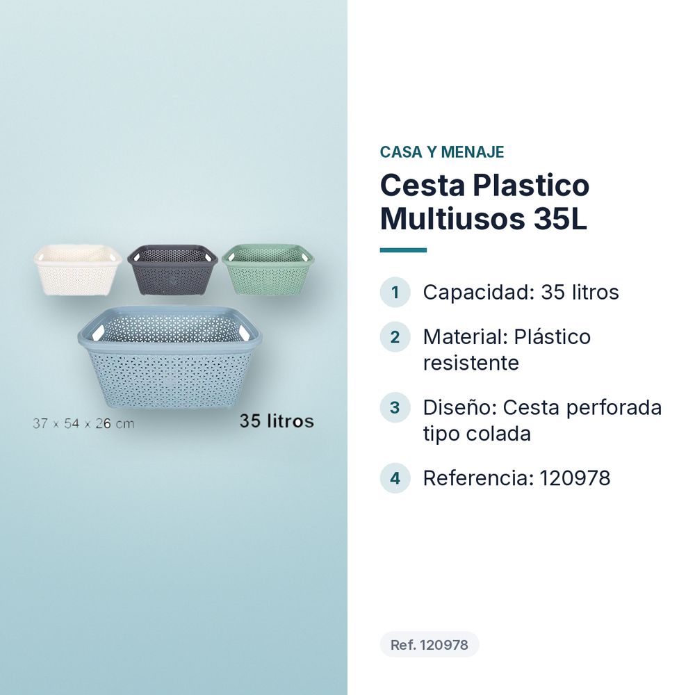 CESTA PLASTICO MULTIUSOS 35L - características principales