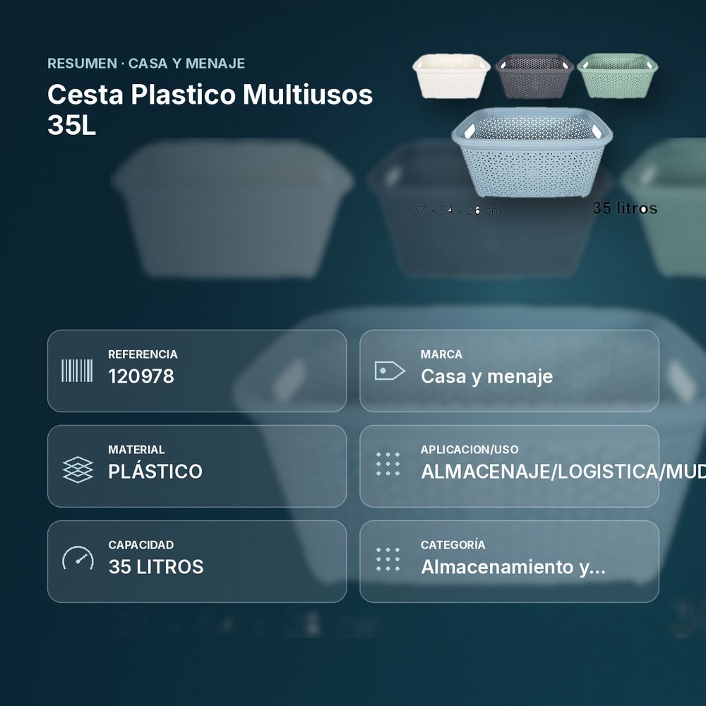 CESTA PLASTICO MULTIUSOS 35L - resumen de atributos