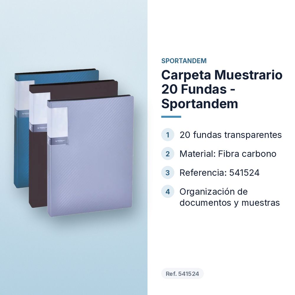 CARPETA MUESTRARIO 20 FUNDAS - SPORTANDEM - características principales