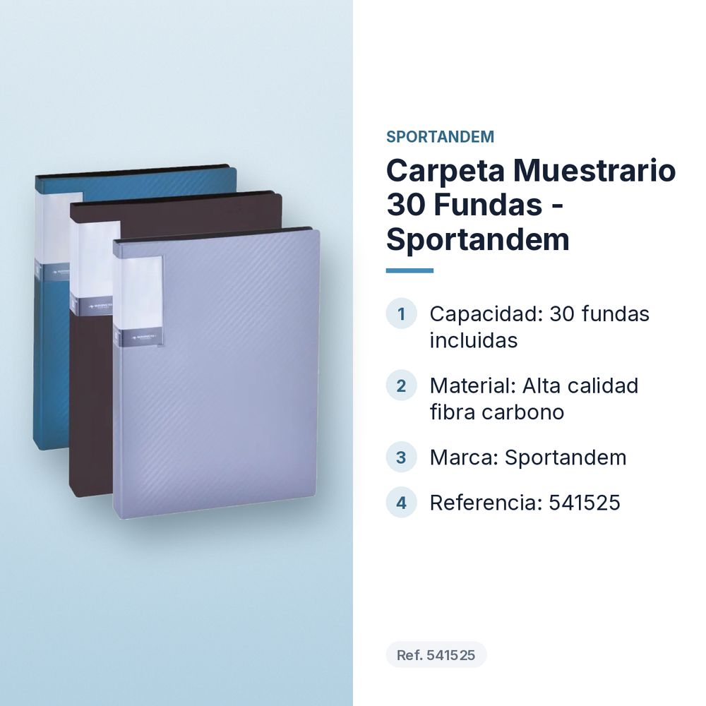 CARPETA MUESTRARIO 30 FUNDAS - SPORTANDEM - características principales