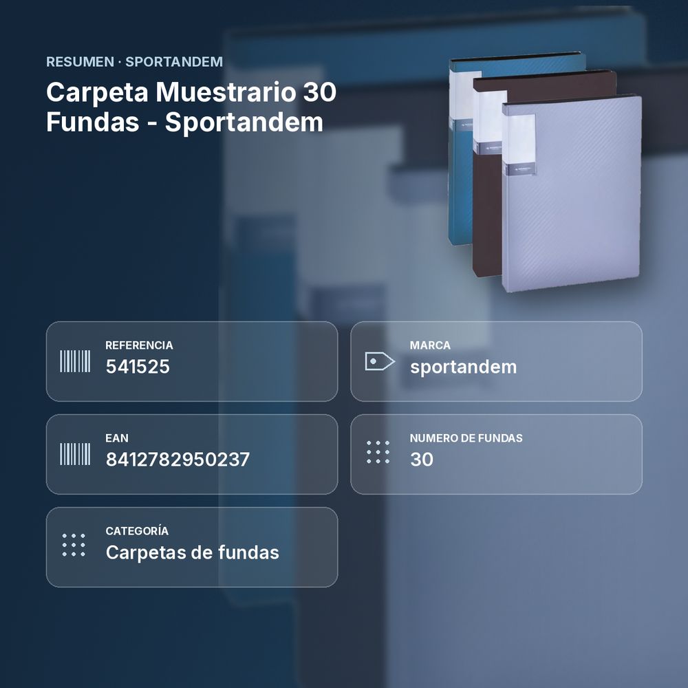 CARPETA MUESTRARIO 30 FUNDAS - SPORTANDEM - resumen de atributos