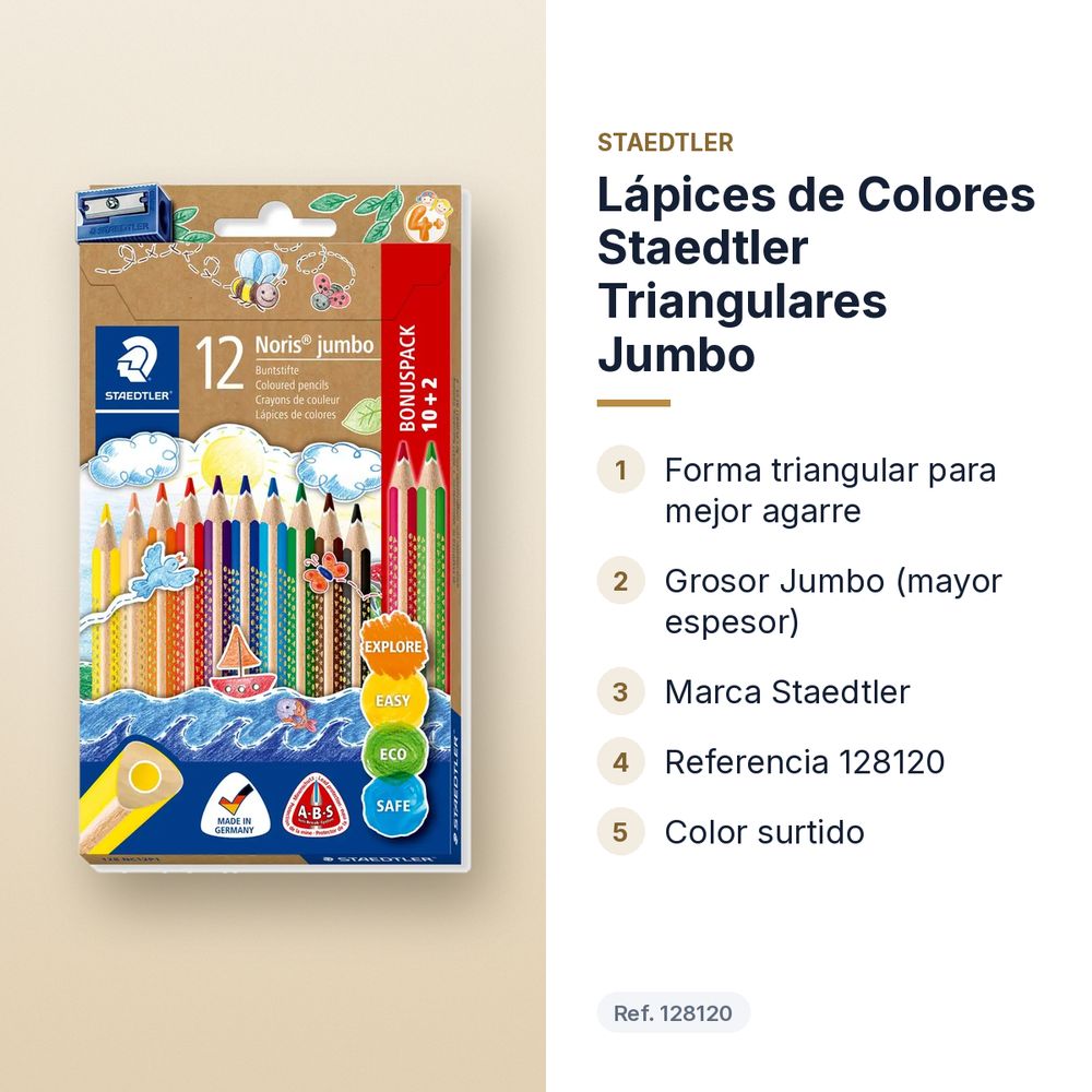 LÁPICES DE COLORES STAEDTLER TRIANGULARES JUMBO - características principales