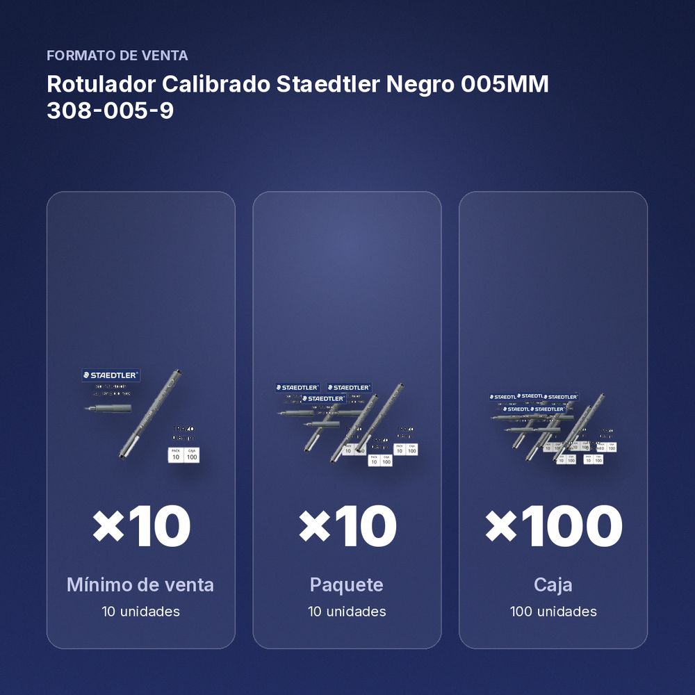 ROTULADOR CALIBRADO STAEDTLER NEGRO 005MM 308-005-9  - formato de venta: paquete de 10, caja de 100
